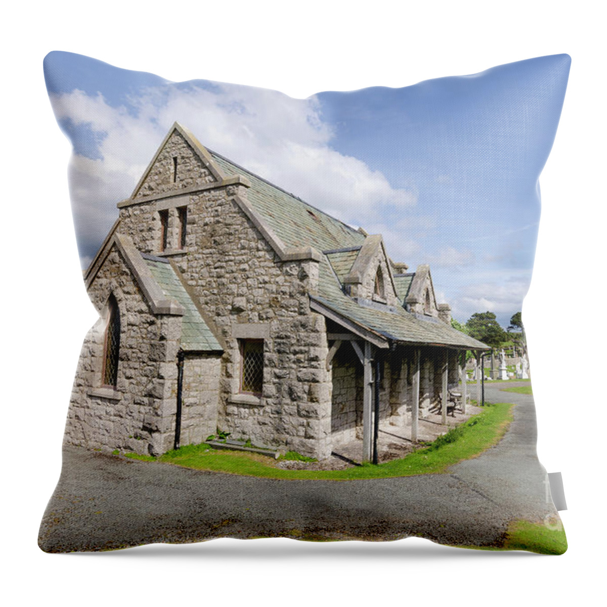 St Tudno Throw Pillow featuring the photograph Saint Tudno church 2 by Steev Stamford