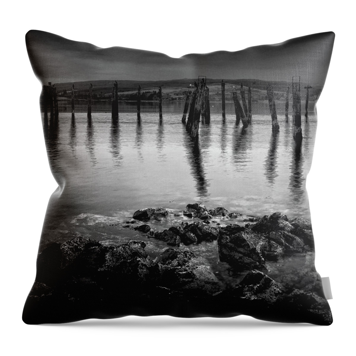 Isle Of Mull Throw Pillow featuring the photograph Salen Pier, Isle of Mull by Peter OReilly