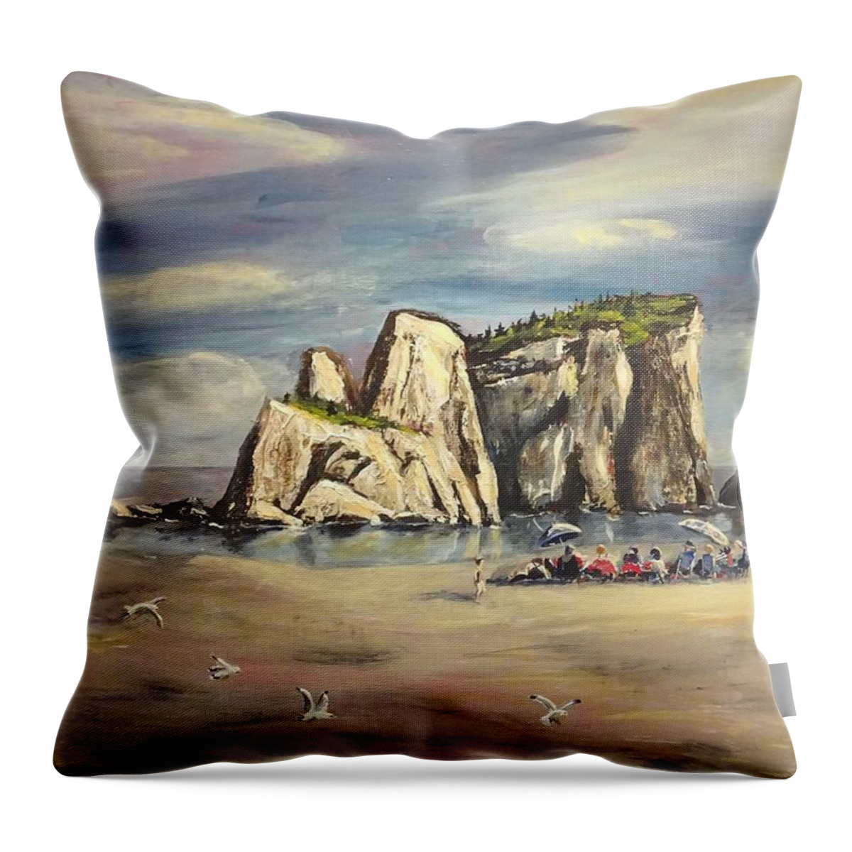Summer Throw Pillow featuring the painting Salmon Cove Summer Afternoon by Brent Arlitt