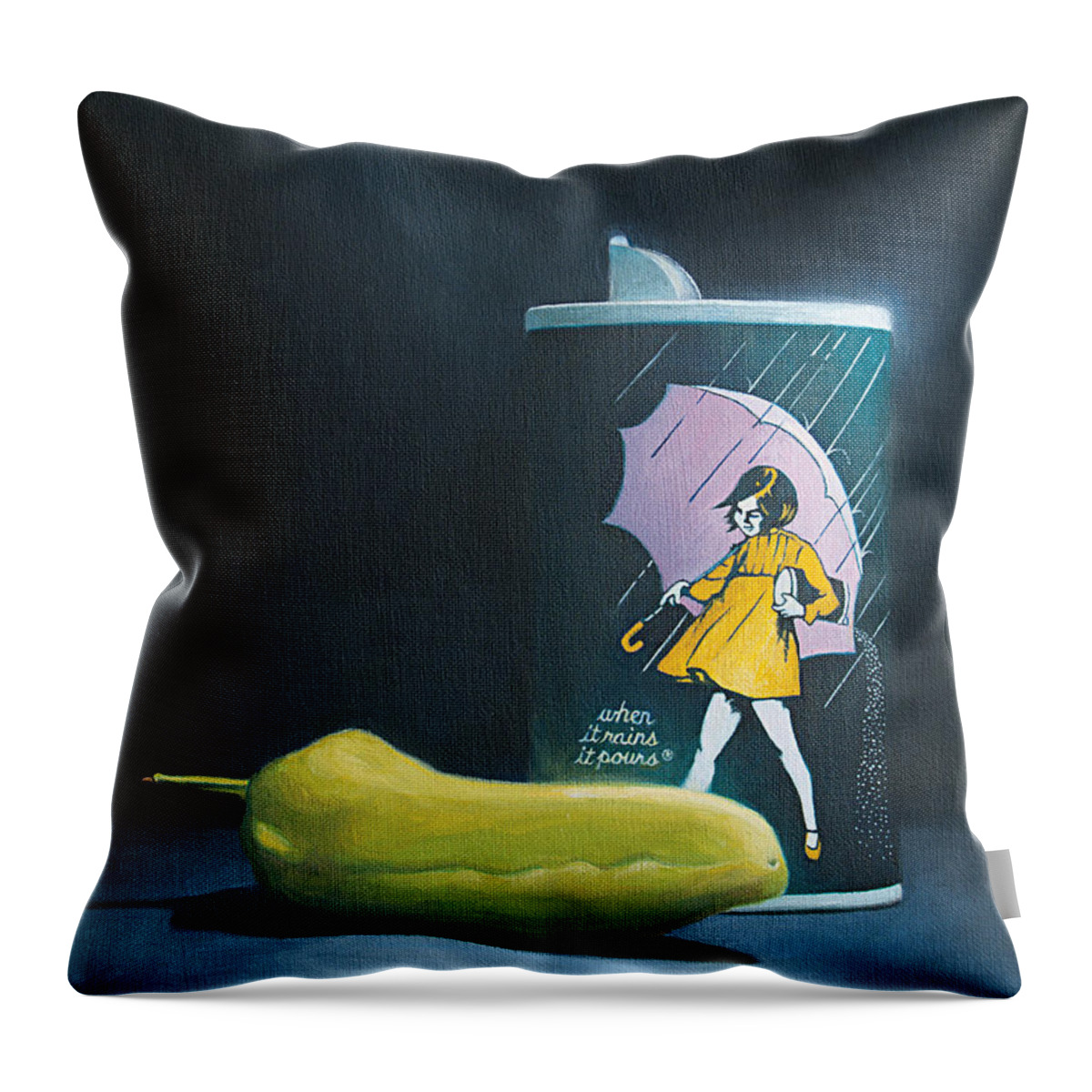 Morton Salt Throw Pillow featuring the painting Salt and Pepper by Joe Winkler