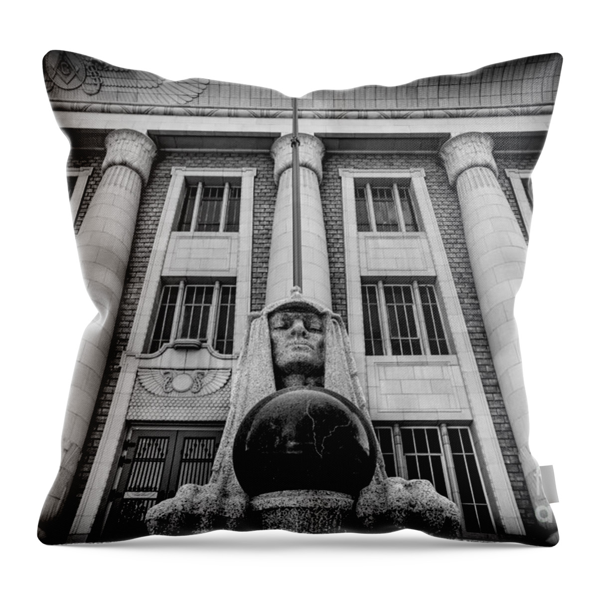 Salt Lake Throw Pillow featuring the photograph Salt Lake City Masonic Temple Sphinx by Gary Whitton