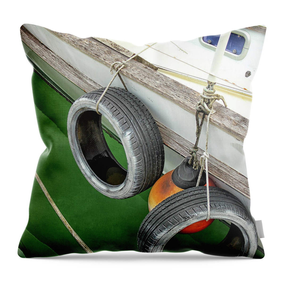 Boat Throw Pillow featuring the photograph Salty Weathered Wise by Becqi Sherman
