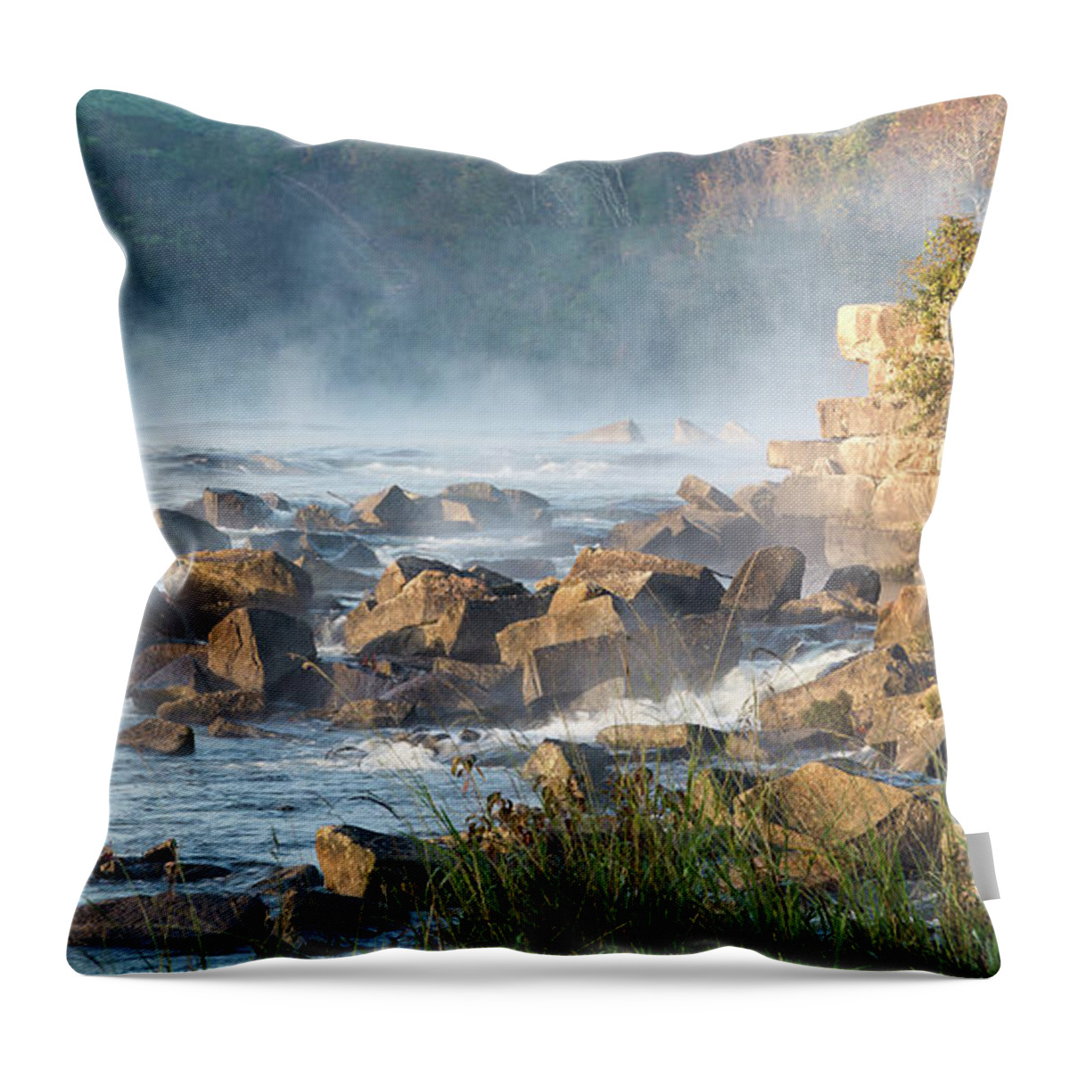 Saluda Throw Pillow featuring the photograph Saluda River at Daybreak by Charles Hite
