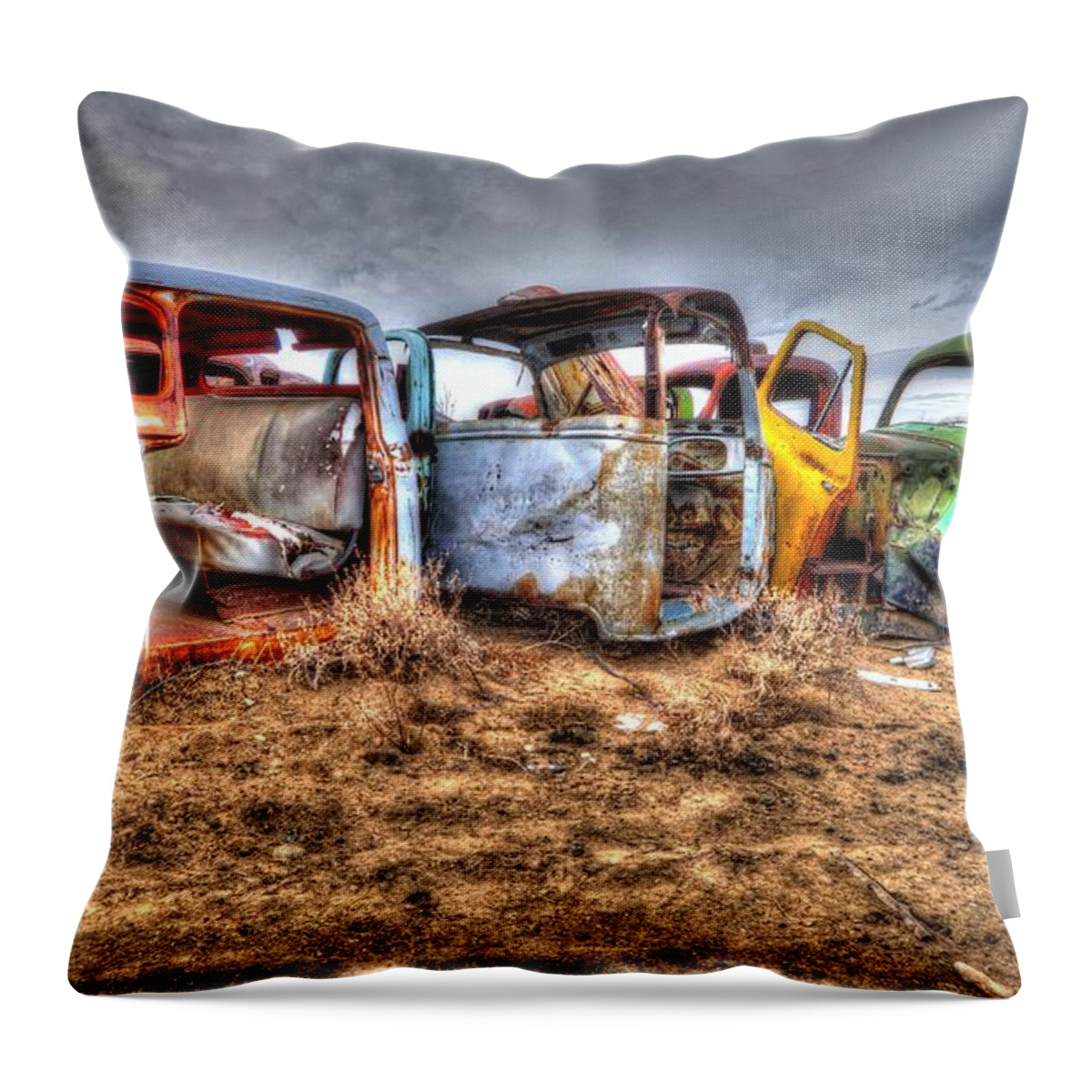 Salvage Yard Throw Pillow featuring the photograph Salvage Yard by Craig Incardone