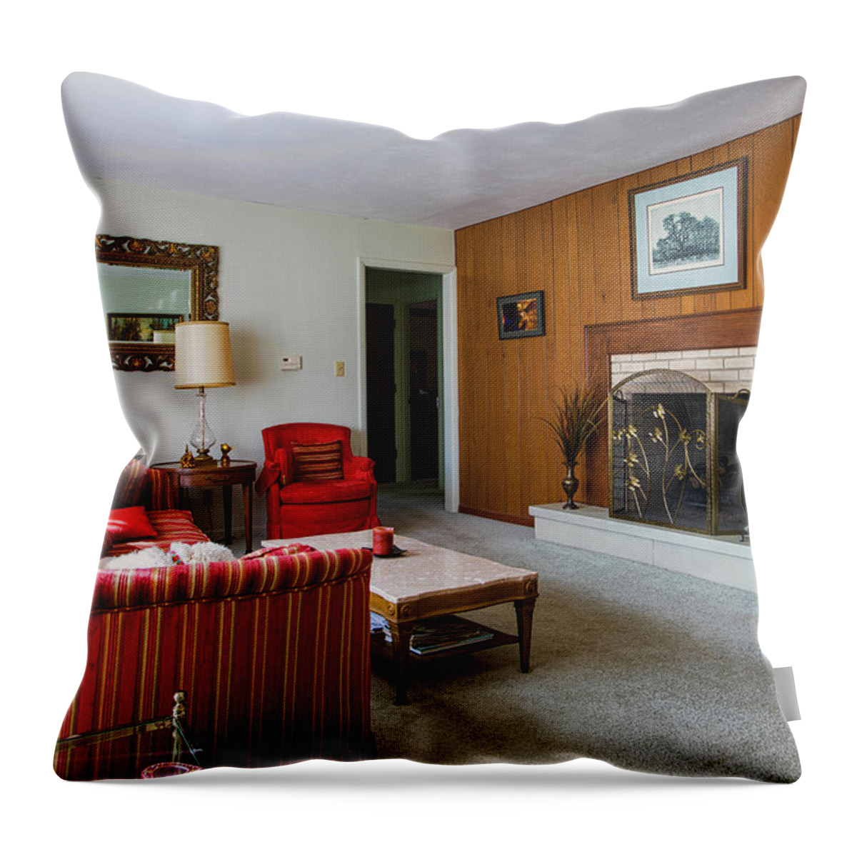 Real Estate Photography Throw Pillow featuring the photograph Sample Living Room - 908 by Jeff Kurtz