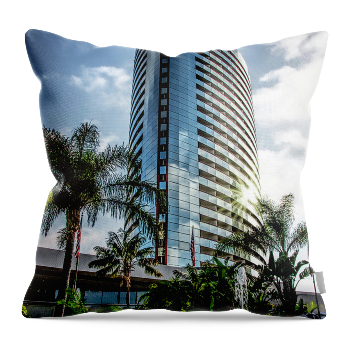America Throw Pillow featuring the photograph San Diego Marriott Marquis by Ken Johnson