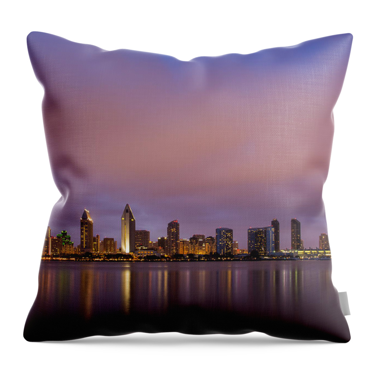 3scape Photos Throw Pillow featuring the photograph San Diego Skyline by Adam Romanowicz