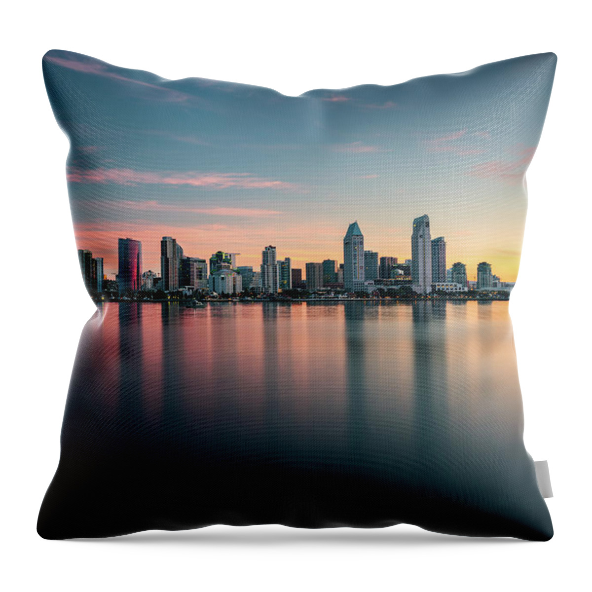 San Diego Throw Pillow featuring the photograph San Diego Skyline at Dawn by James Udall