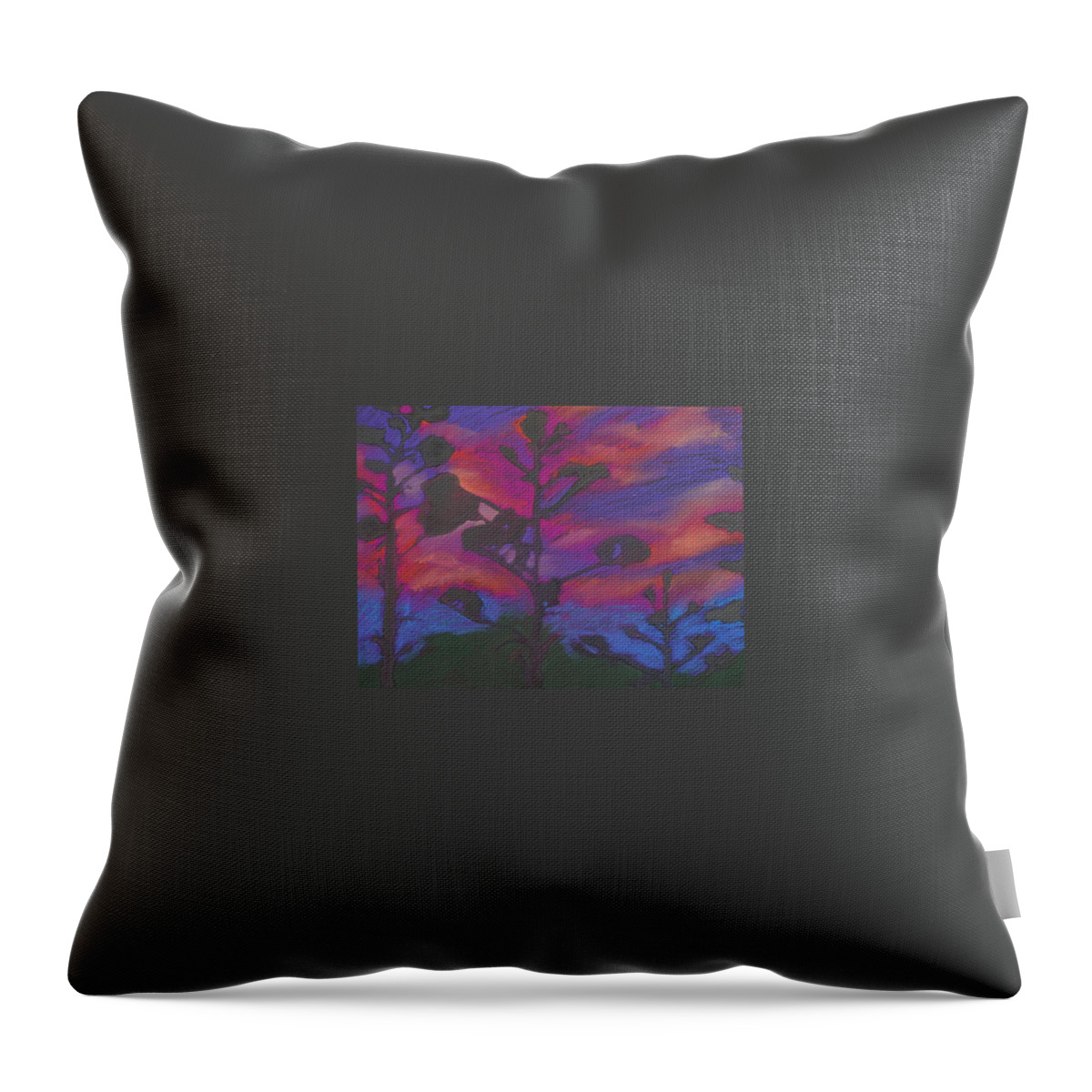 Contemporary Tree Landscape Throw Pillow featuring the mixed media San Diego Sunset by Leah Tomaino