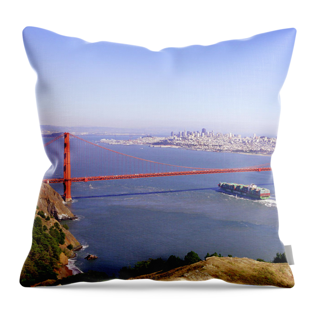  Golden Gate Throw Pillow featuring the photograph San Francisco - City by the Bay by Art Block Collections