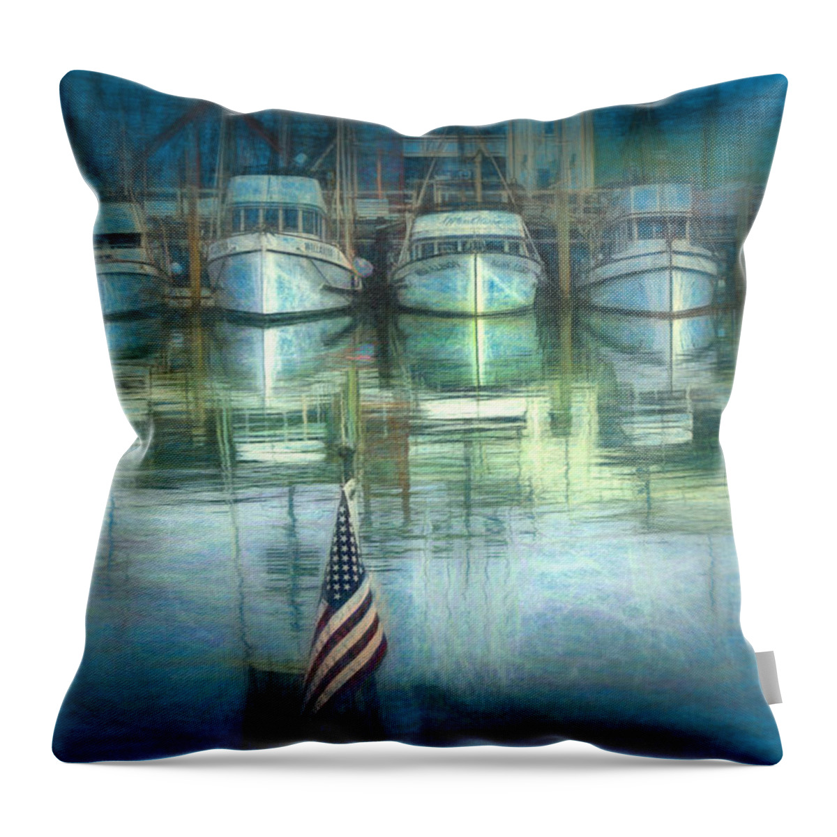 Alcatraz Throw Pillow featuring the digital art San Francisco Pier by Michael Cleere