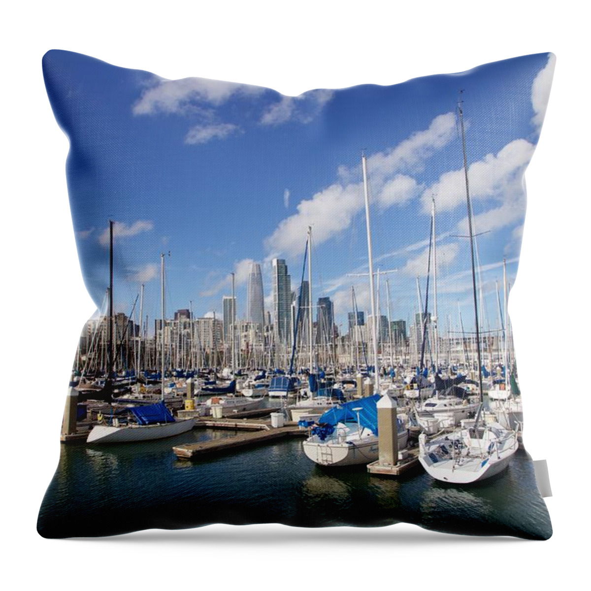 Angle Throw Pillow featuring the photograph San Francisco's South Beach Marina by Dan Twomey