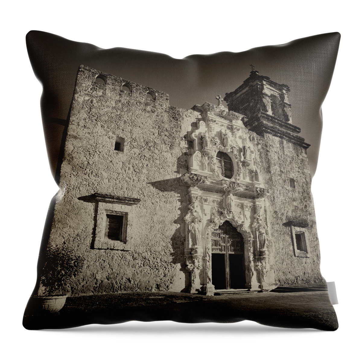 Texas Throw Pillow featuring the photograph San Jose Mission - San Antonio by Stephen Stookey