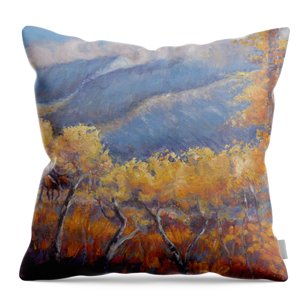 Oil On Panel Throw Pillow featuring the painting San Juan Mountain Gold by Gina Grundemann