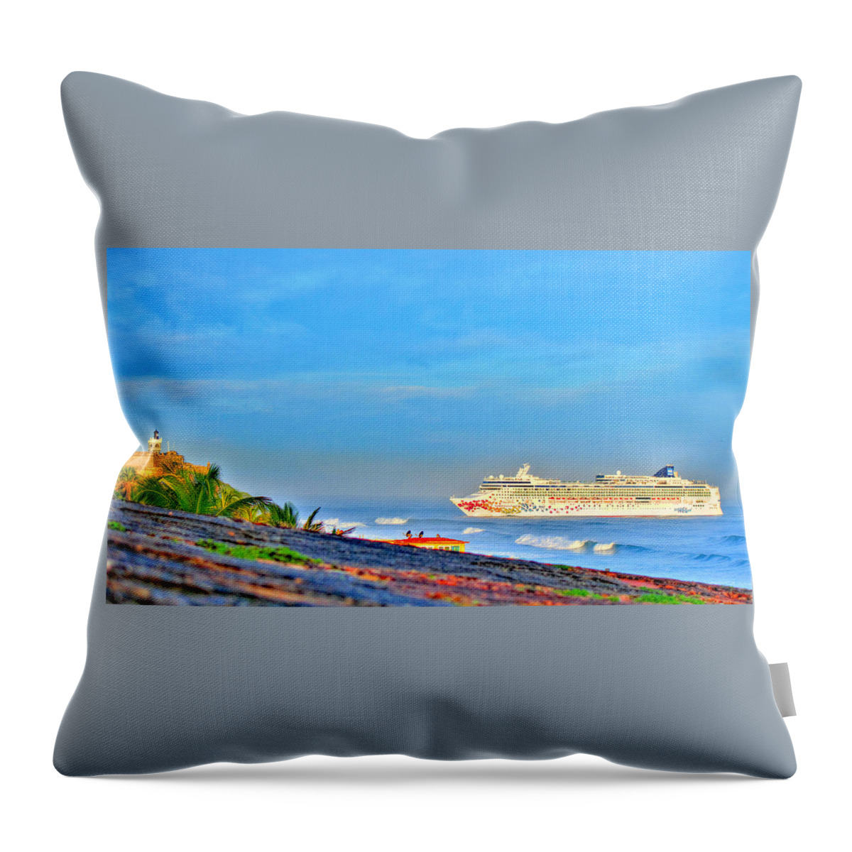 Cruise Throw Pillow featuring the photograph San Juan Puerto Rico Cruise Ship by Lawrence S Richardson Jr