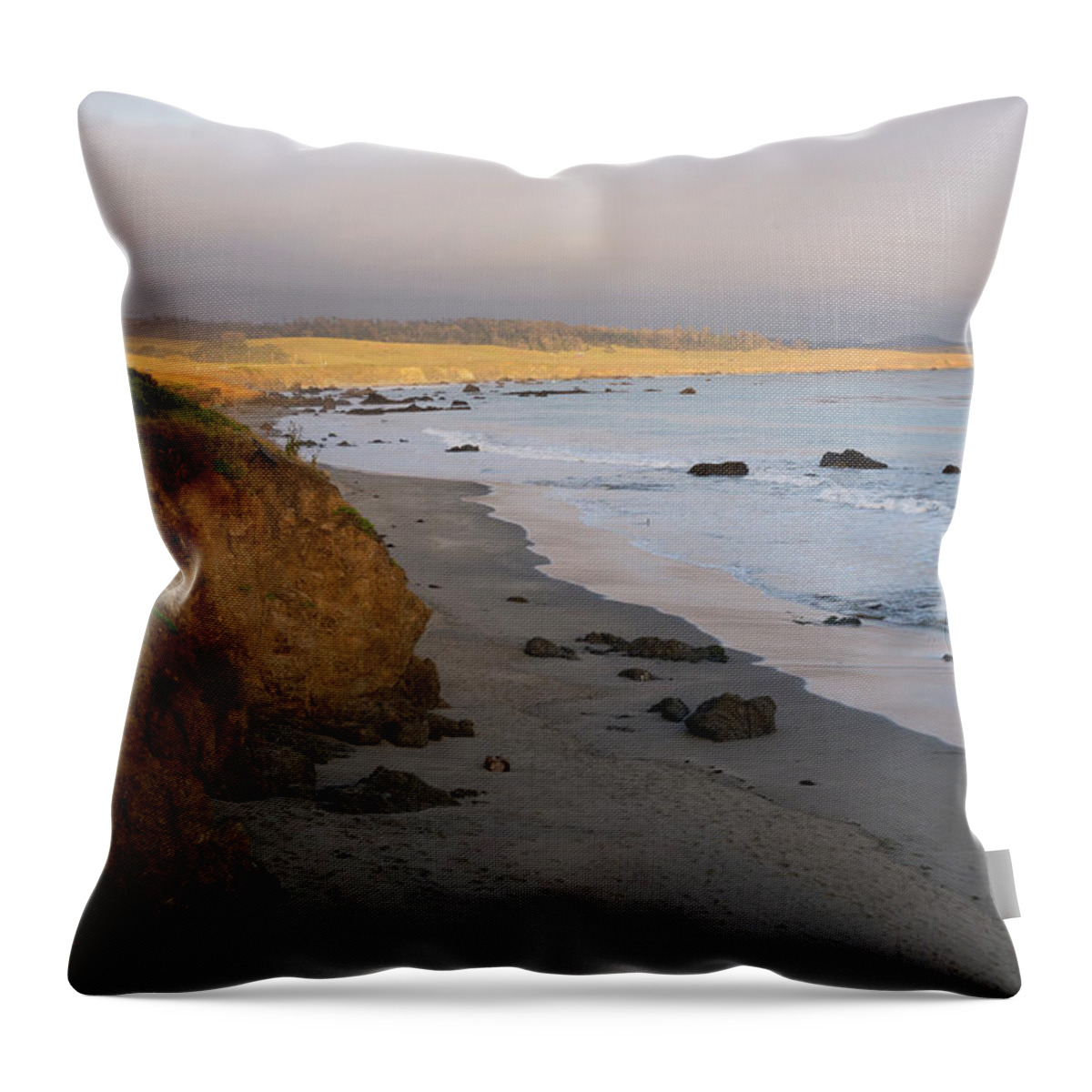 San Simeon Throw Pillow featuring the photograph San Simeon Coastal II Color by David Gordon