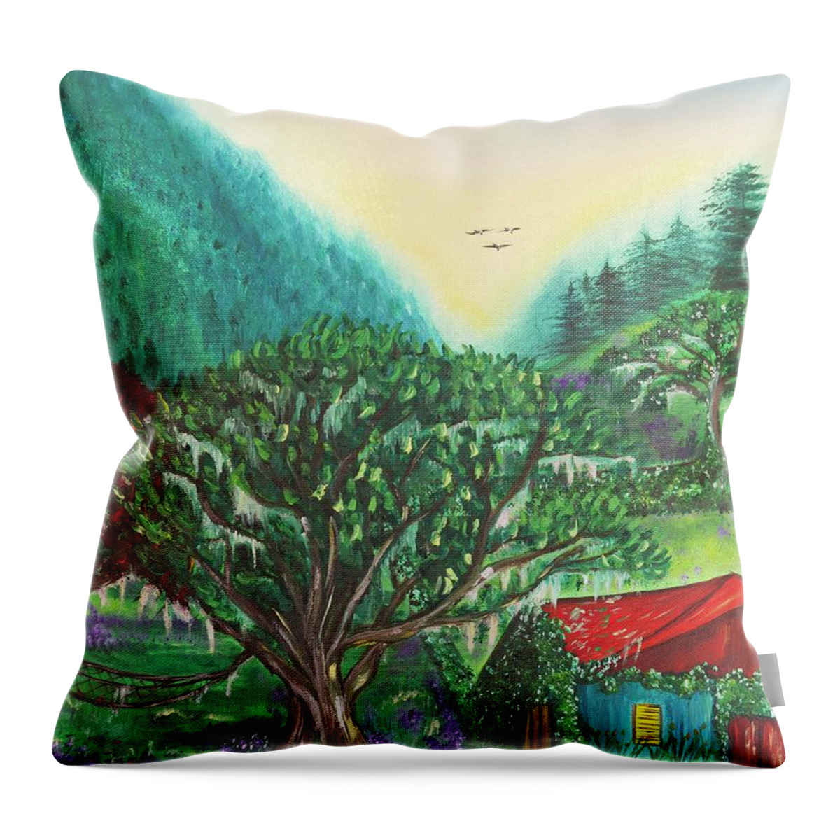 Sanctuary Throw Pillow featuring the painting Sanctuary by Neslihan Ergul Colley