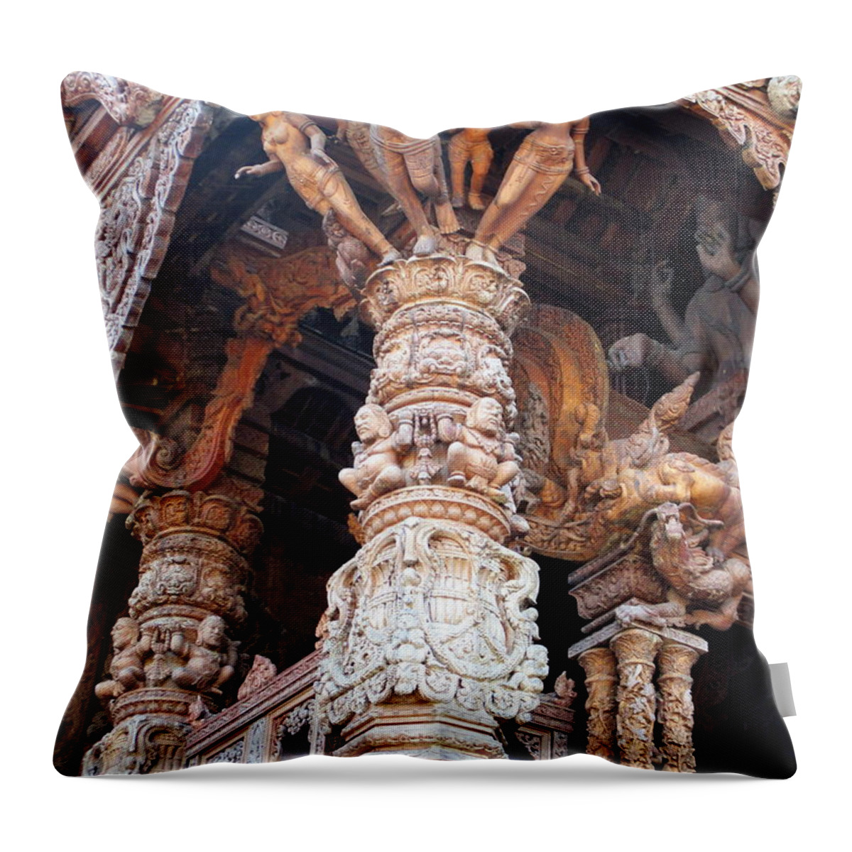 Thailand Throw Pillow featuring the photograph Sanctuary Of Truth 30 by Randall Weidner