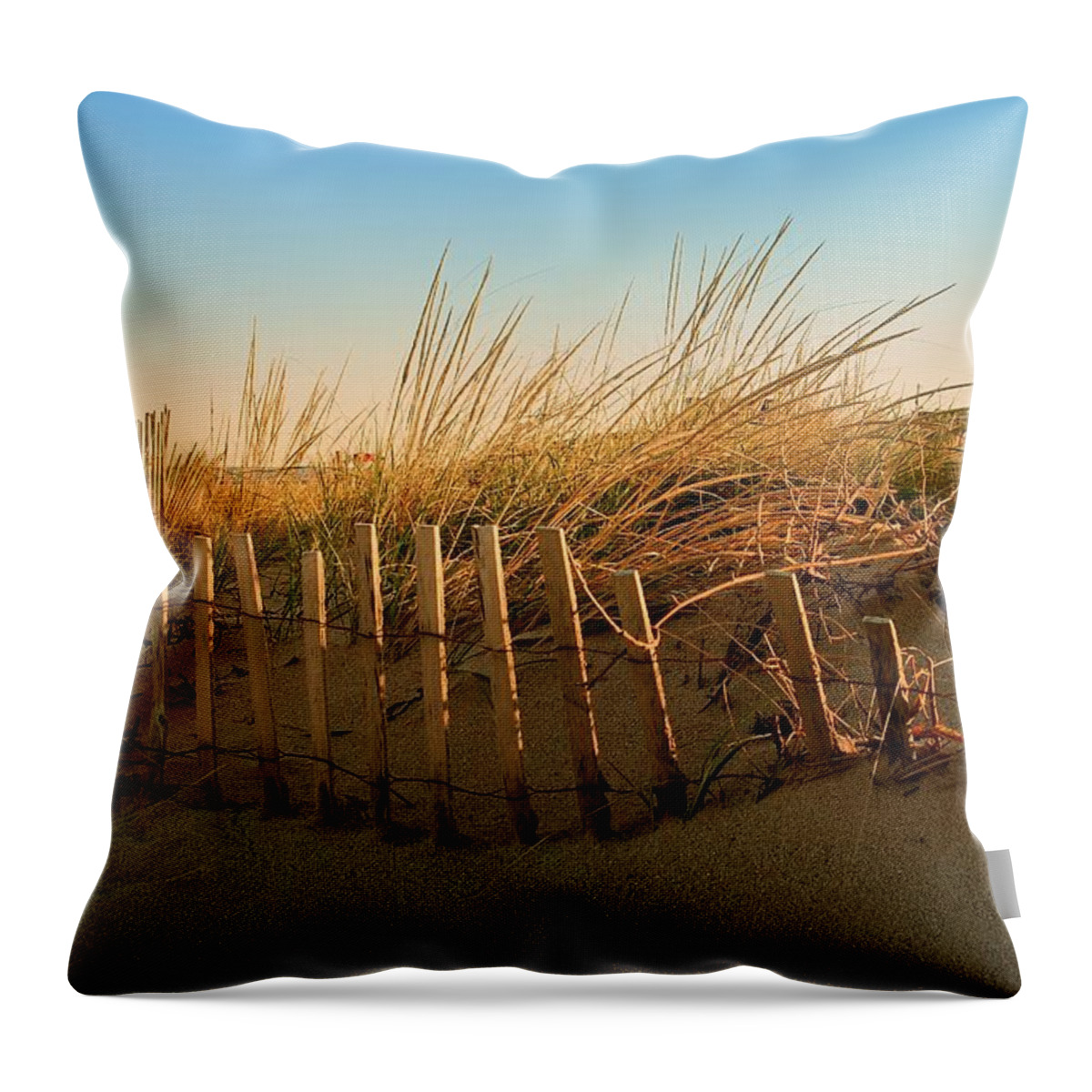 Jersey Shore Throw Pillow featuring the photograph Sand Dune in Late September - Jersey Shore by Angie Tirado