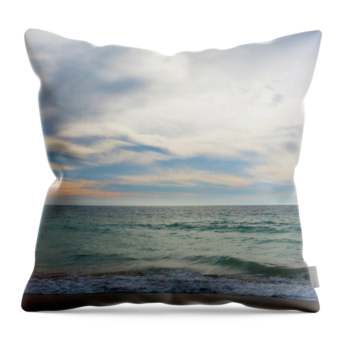 Seascape Throw Pillow featuring the photograph Sand, Sea and Sky by Helen Jackson