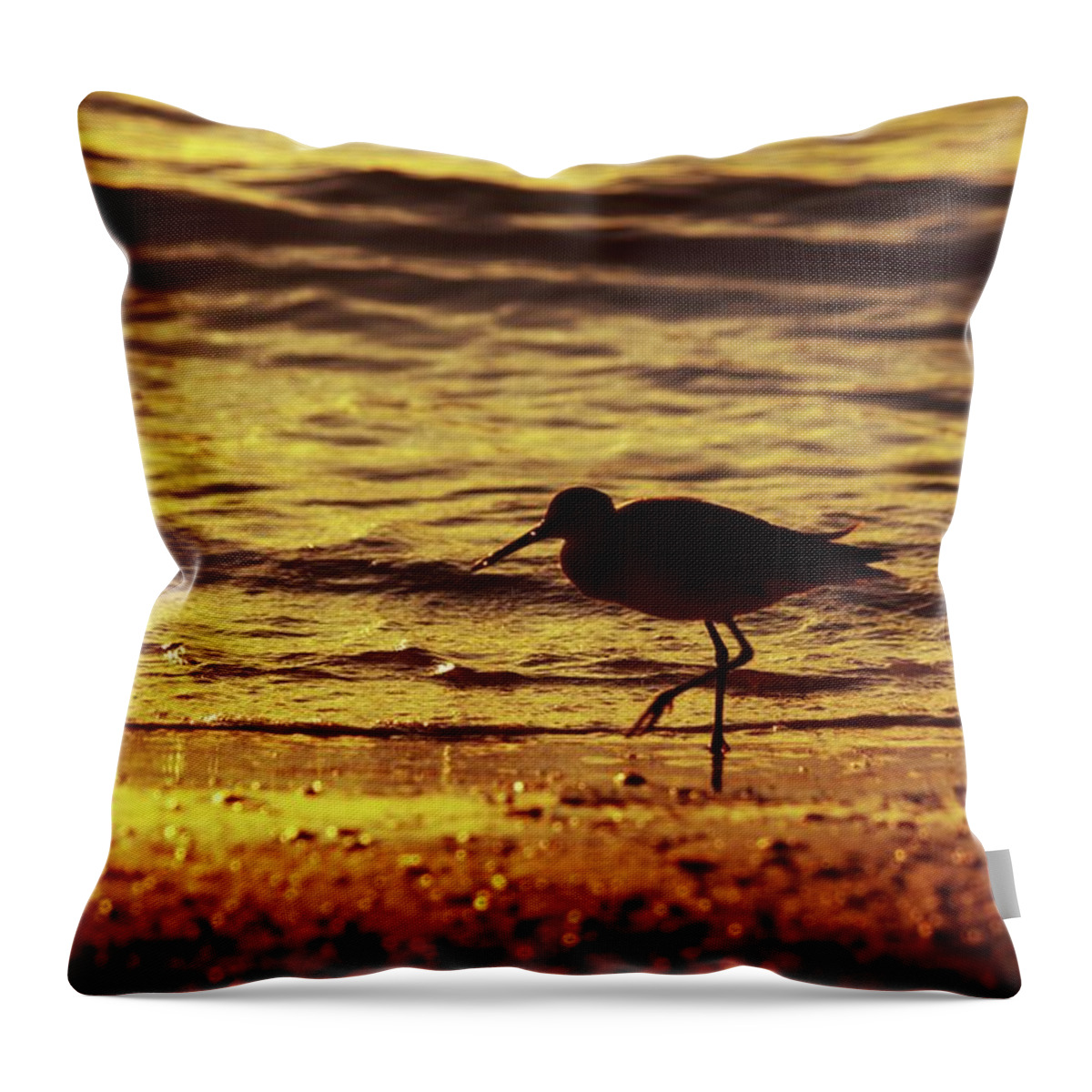 Bird Throw Pillow featuring the photograph Sandpiper Shore by Stoney Lawrentz