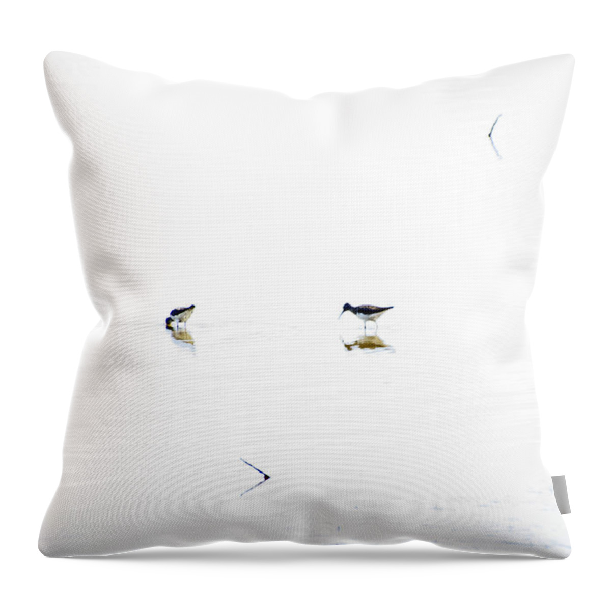 Sandpipers Throw Pillow featuring the photograph Sandpipers - Minimalism by Carol Senske