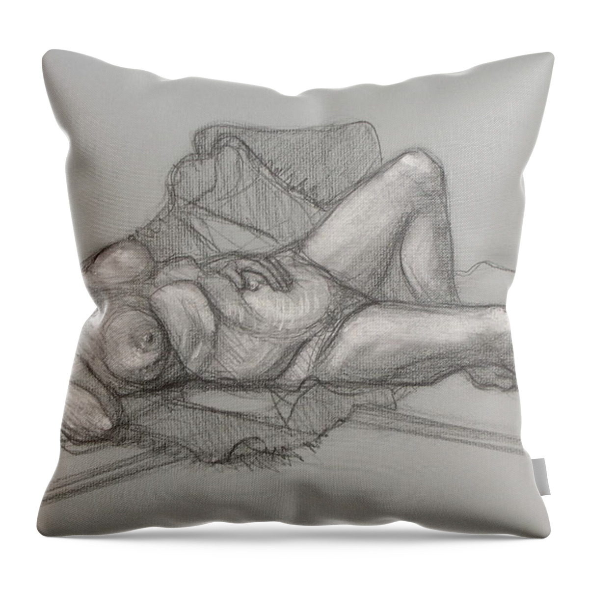 Realism Throw Pillow featuring the drawing Sandra Sleepimg by Donelli DiMaria