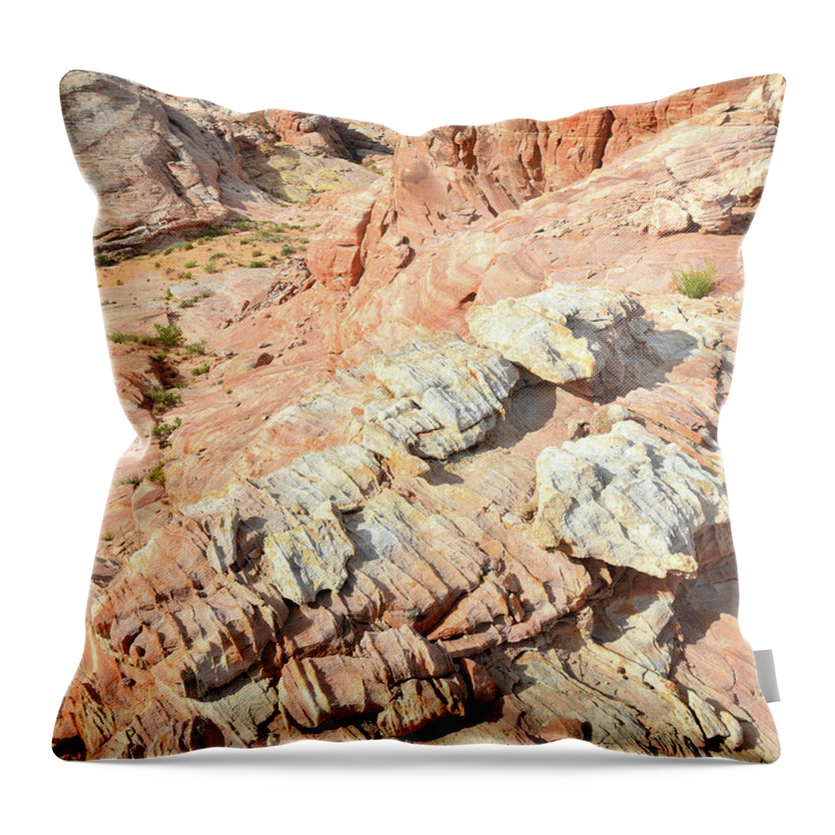 Valley Of Fire State Park Throw Pillow featuring the photograph Sandstone Striations in Valley of Fire by Ray Mathis