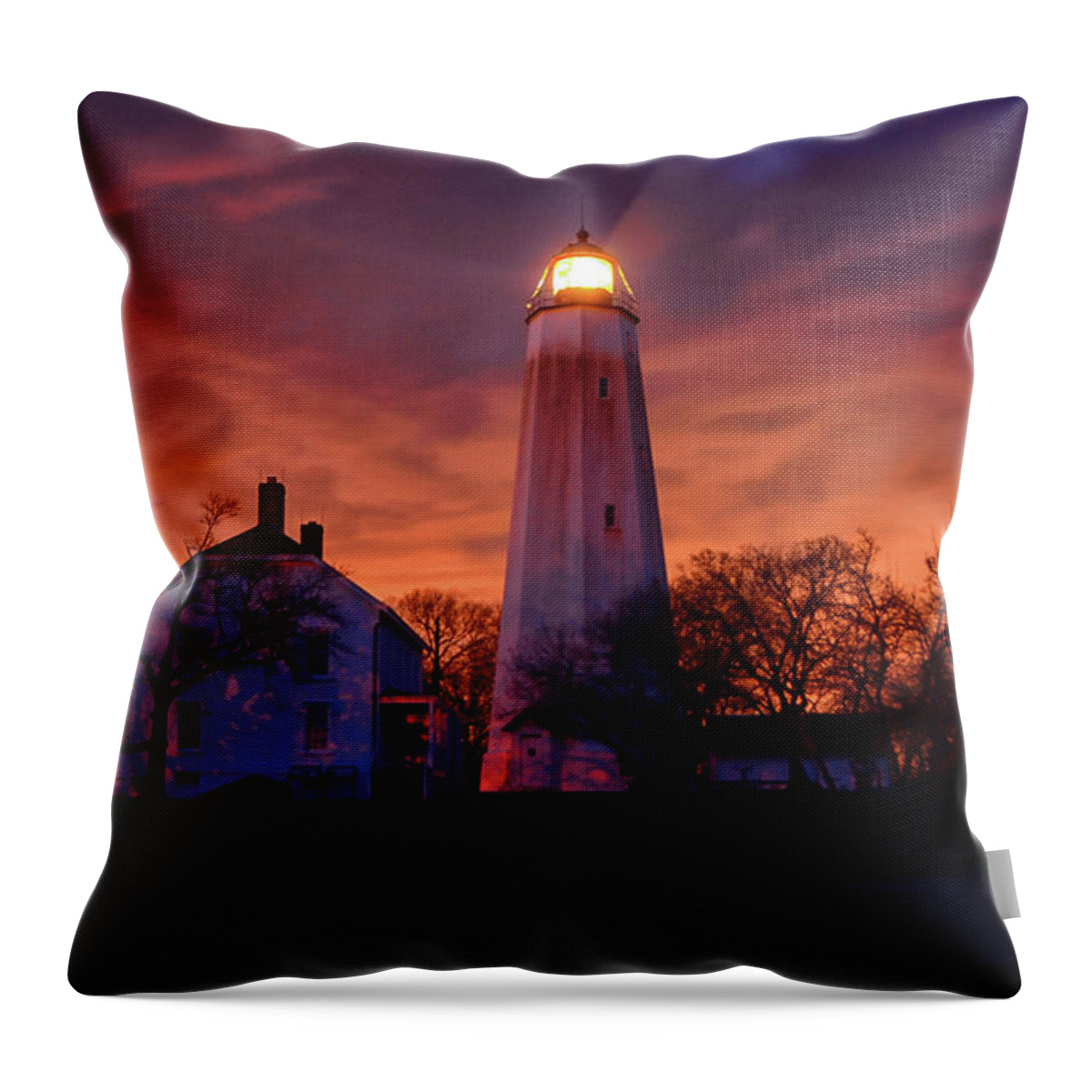 Sandy Hook Lighthouse Throw Pillow featuring the photograph Sandy Hook Lighthouse by Raymond Salani III