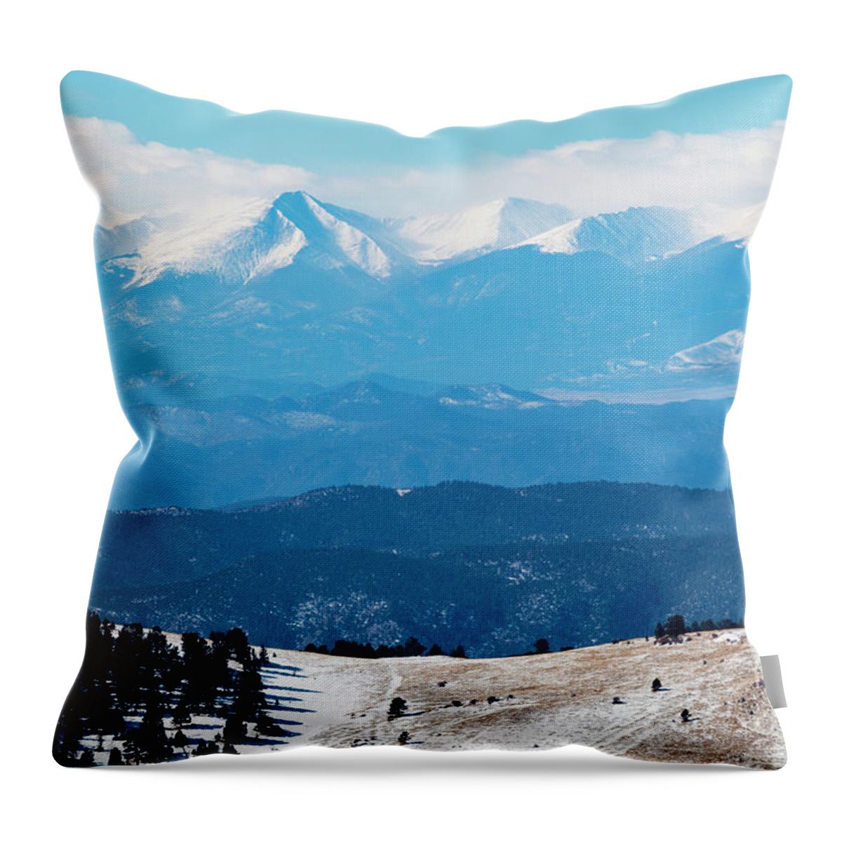 Sangre De Cristo Throw Pillow featuring the photograph Sangre de Cristo Peaks in Winter by Steven Krull