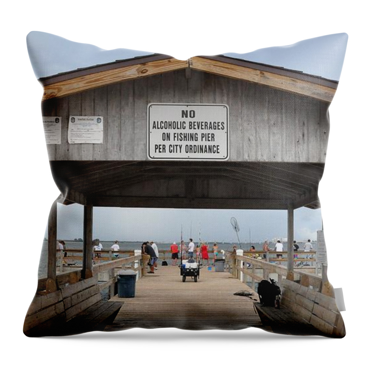 Pier Throw Pillow featuring the photograph Sanibel Island Fishing Pier by John Black