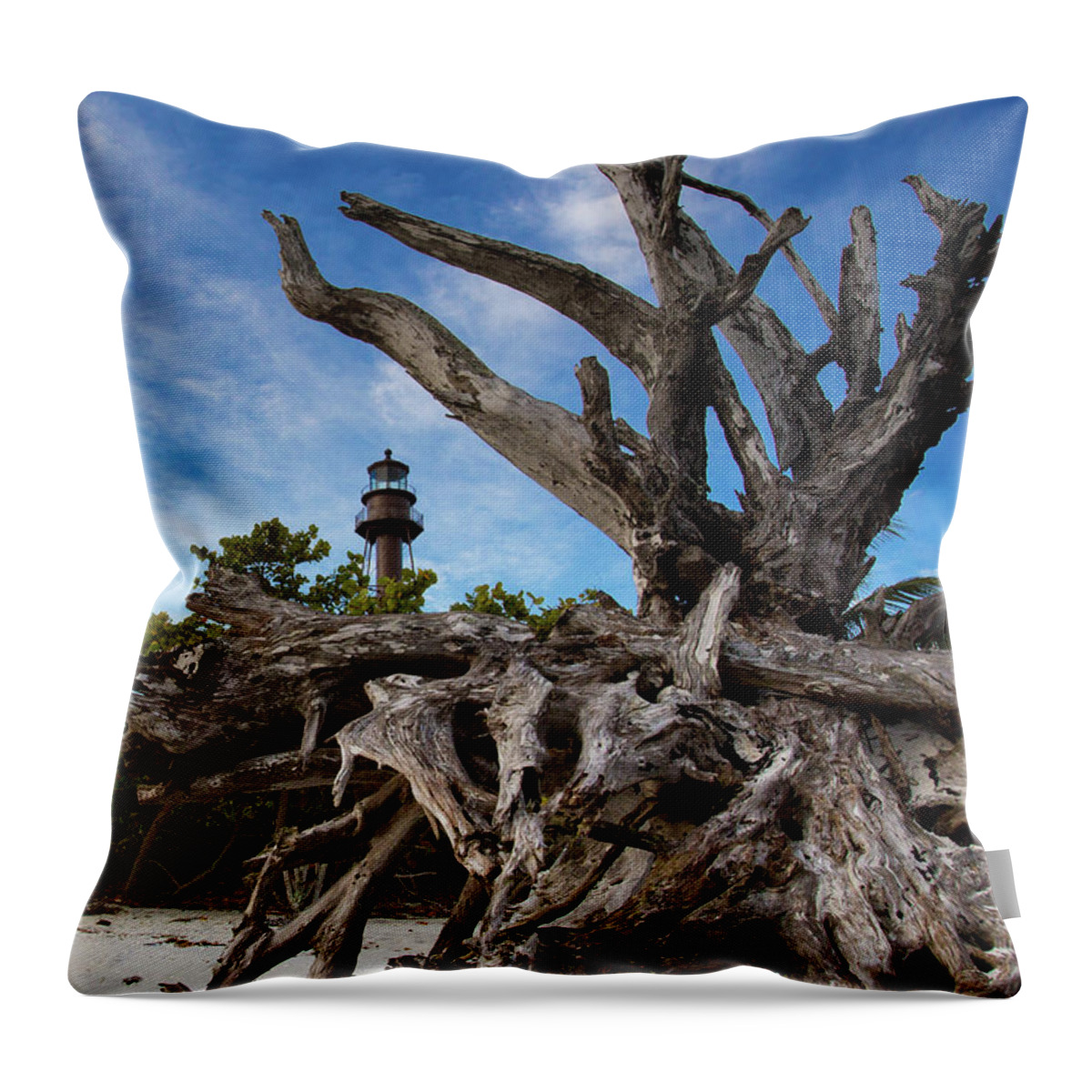 Lighthouse Throw Pillow featuring the photograph Sanibel Lighthouse by Dillon Kalkhurst