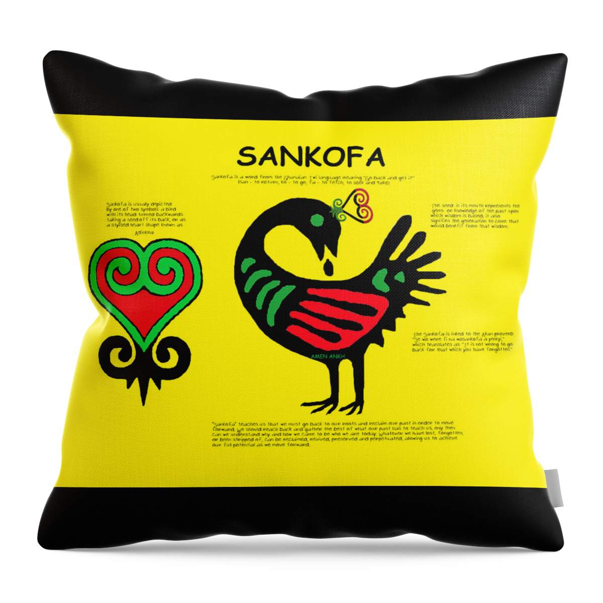 Sankofa Throw Pillow featuring the digital art Sankofa Knowledge by Adenike AmenRa