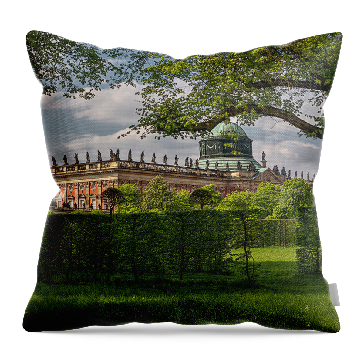 Endre Throw Pillow featuring the photograph Sans Souci Main Castle by Endre Balogh