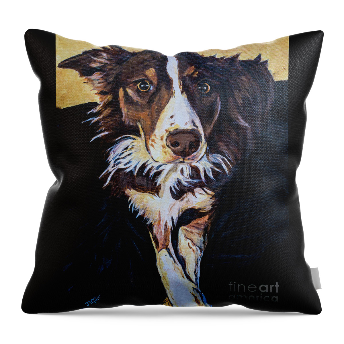 Border Collie Throw Pillow featuring the painting Sansa by Jackie MacNair