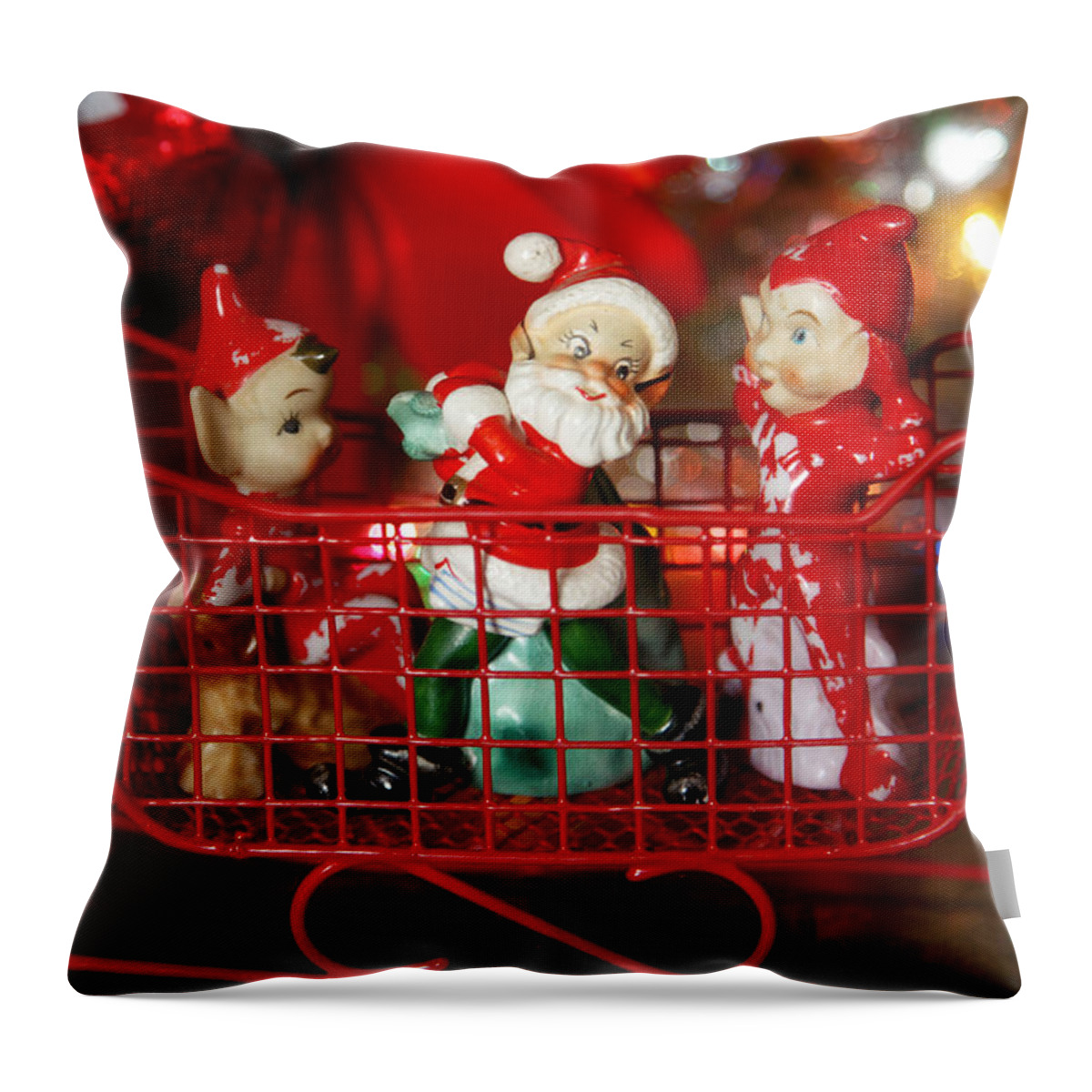 Santa Throw Pillow featuring the photograph Santa and his Elves by Toni Hopper