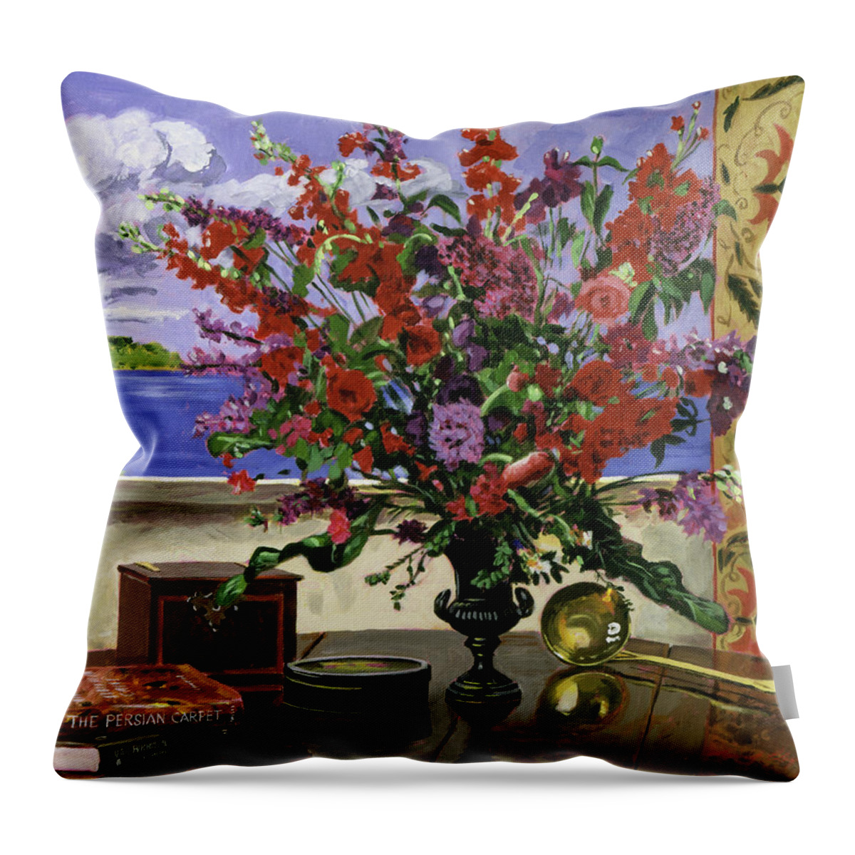 Still Life Throw Pillow featuring the painting Santa Barbara Floral by David Lloyd Glover