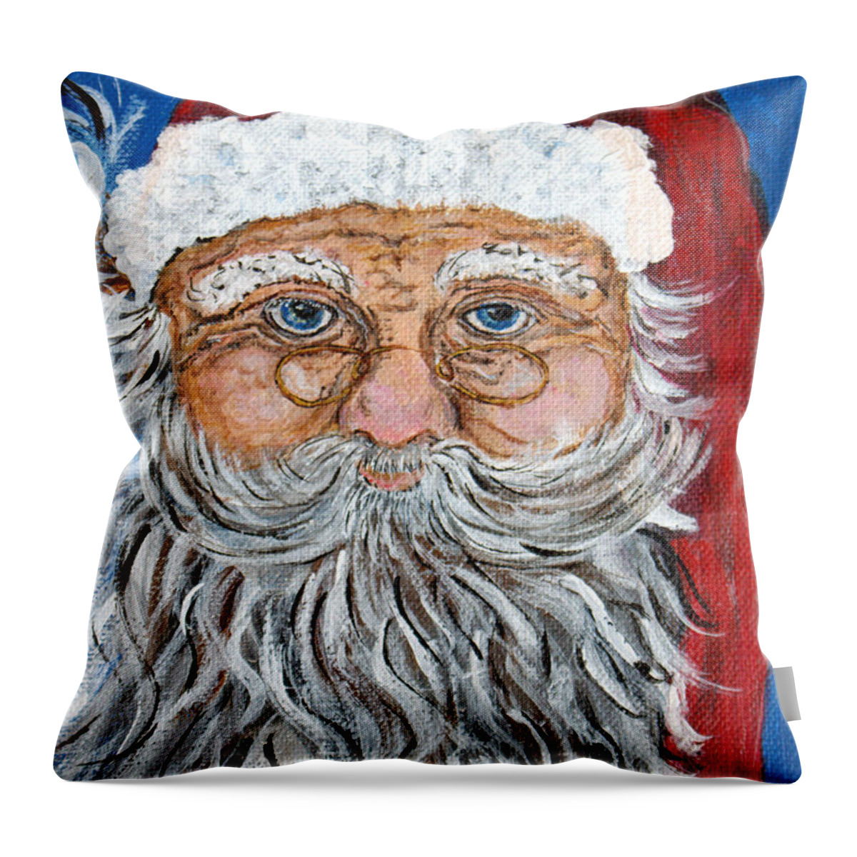 Christmas Throw Pillow featuring the painting Santa Claus - Christmas art by Ella Kaye Dickey