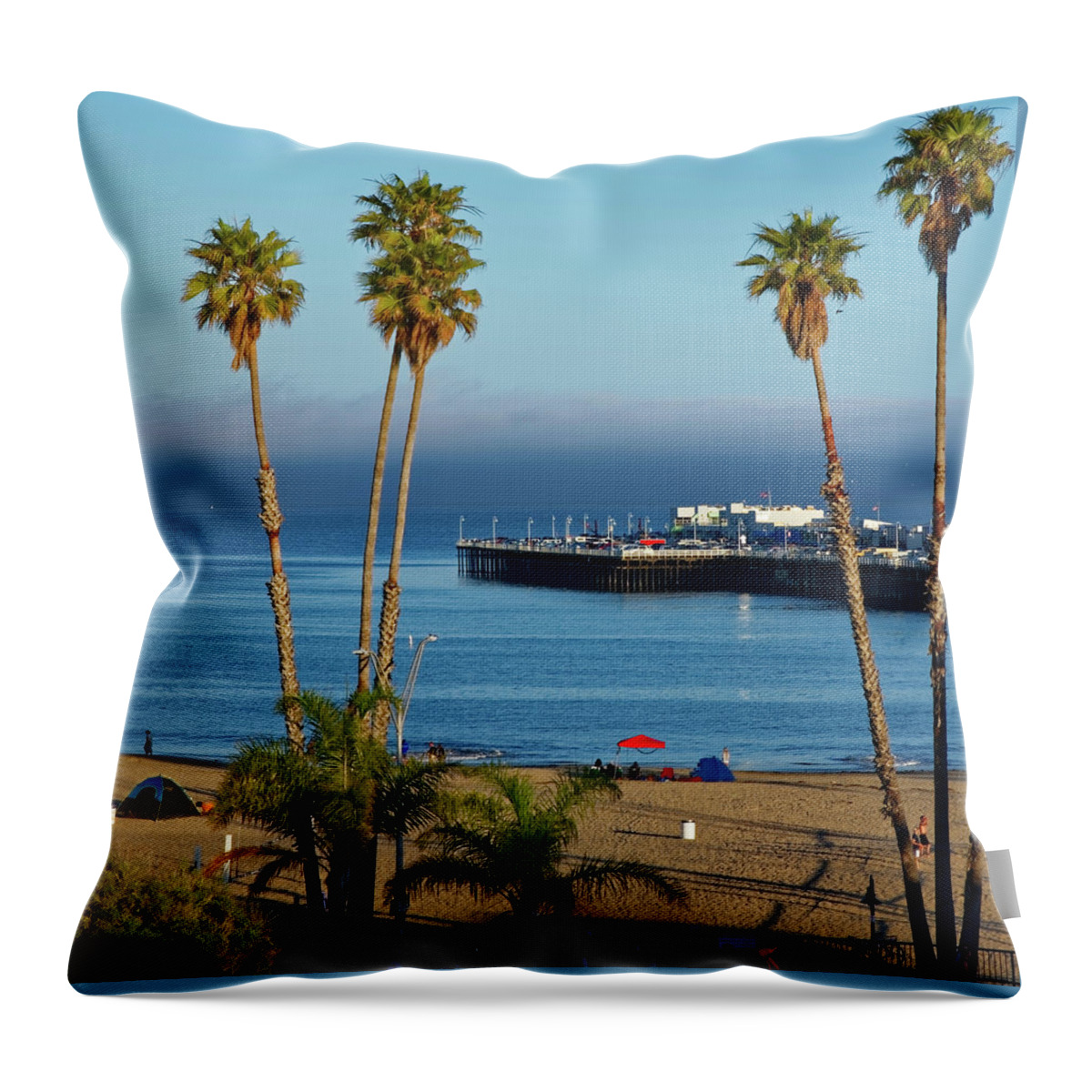 Landscape Throw Pillow featuring the photograph Santa Cruz Beach by Peter Ponzio
