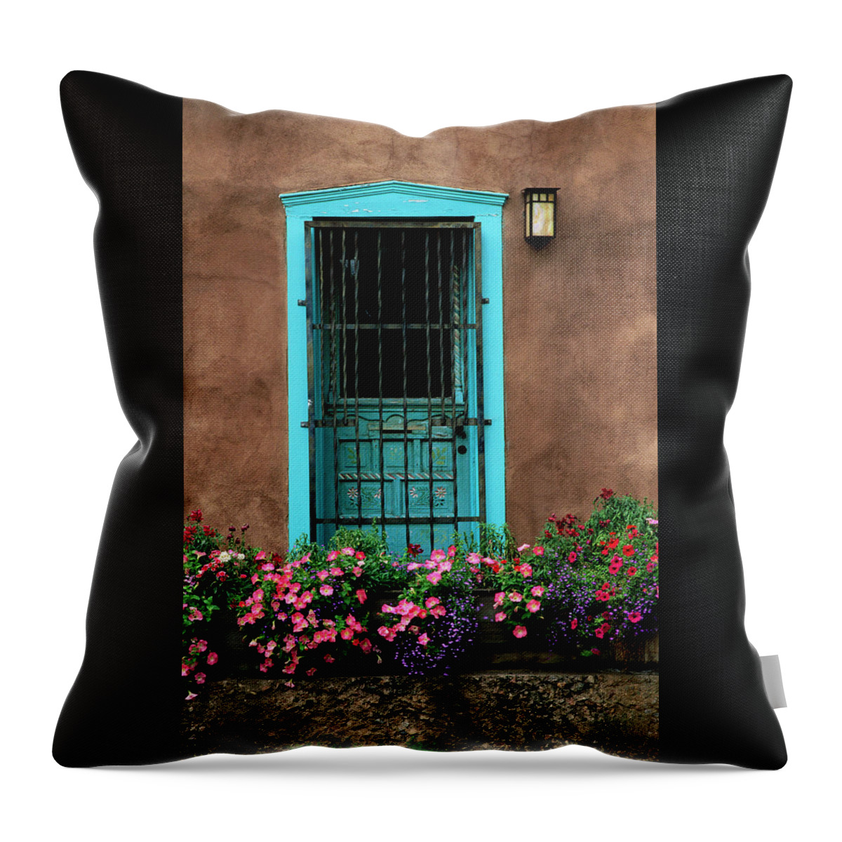 Southwest Throw Pillow featuring the photograph Santa Fe Door #1 by Jim Benest