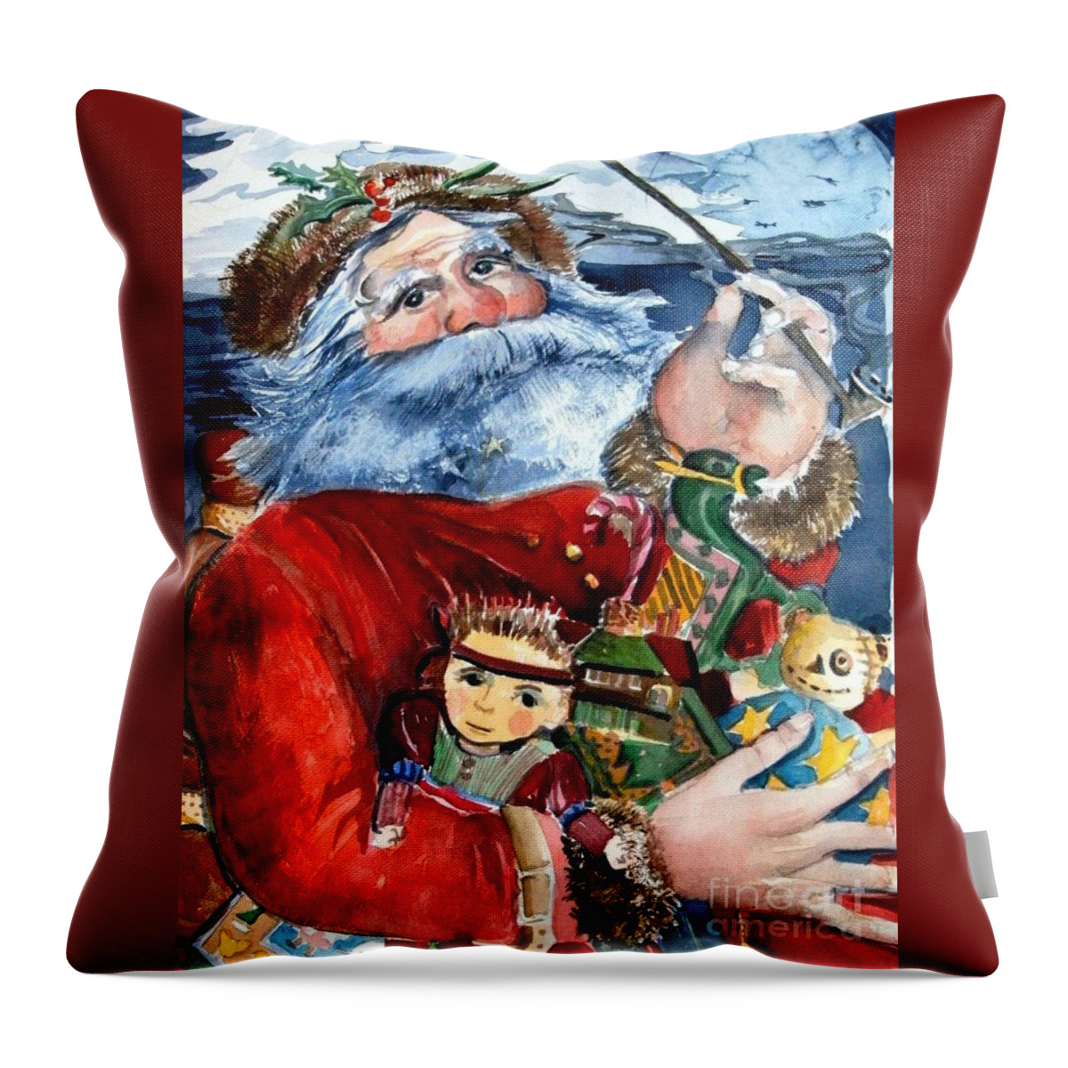 Christmas Throw Pillow featuring the painting Santa by Mindy Newman