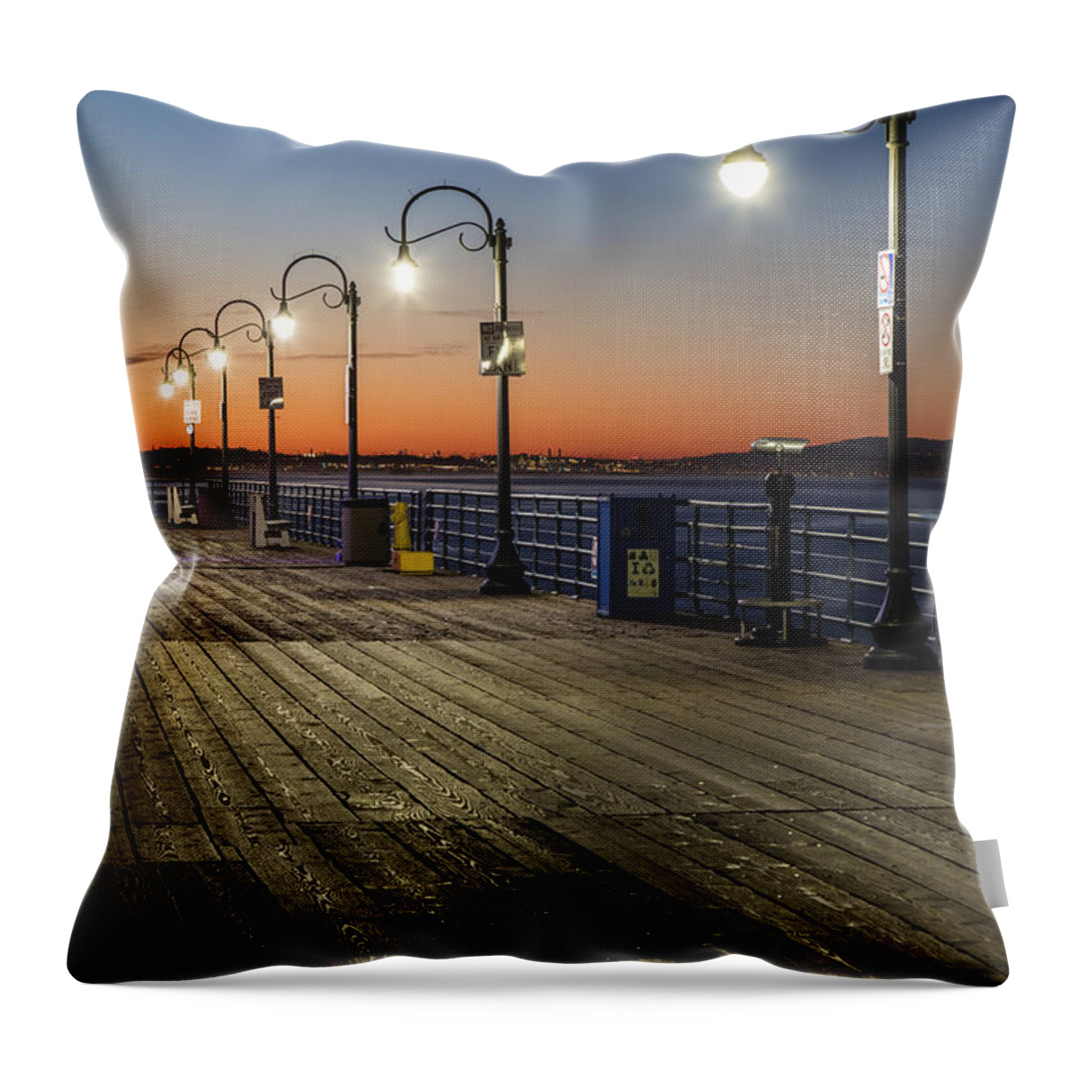 Santa Monica Pier Throw Pillow featuring the photograph Santa Monica Pier Lights by John McGraw