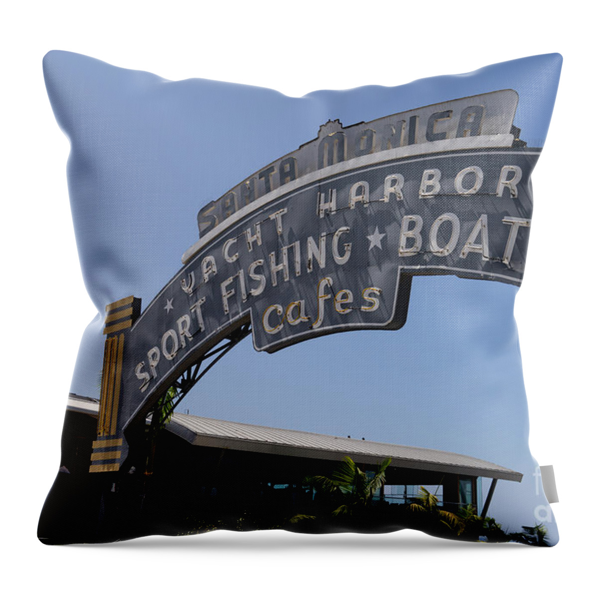 Santa Monica Throw Pillow featuring the photograph Santa Monica Yacht Harbor at Santa Monica Pier in Santa Monica California DSC3671 by Wingsdomain Art and Photography