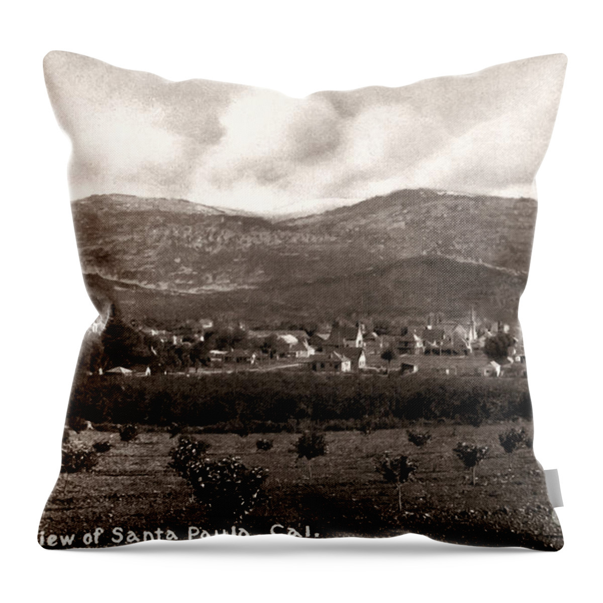 Santa Paula Throw Pillow featuring the photograph Santa Paula - California - 1912 by Sad Hill - Bizarre Los Angeles Archive