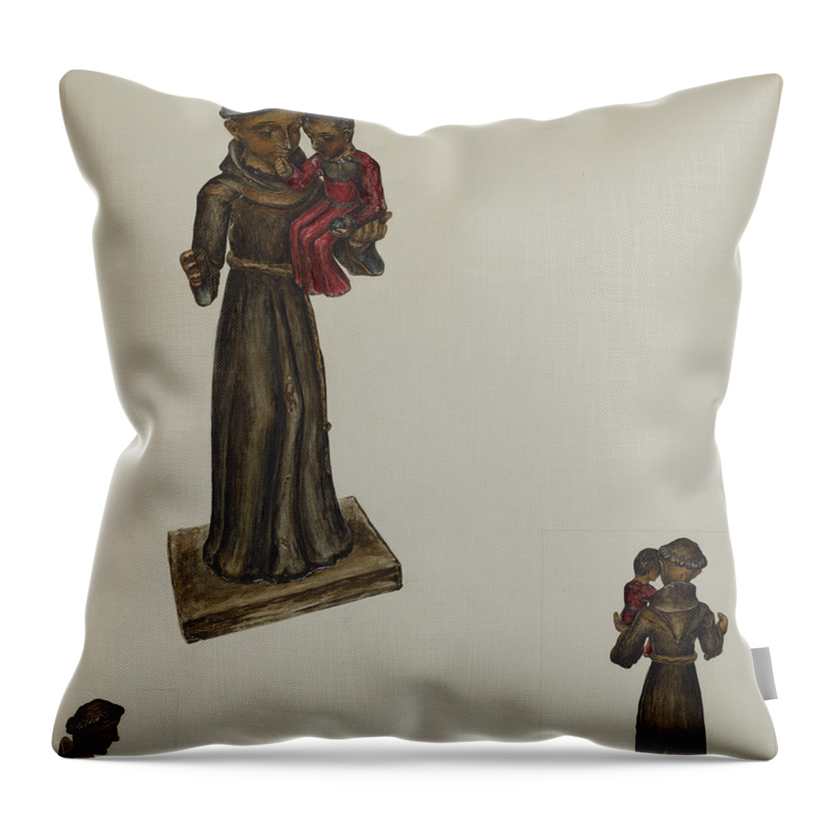  Throw Pillow featuring the drawing Santo by Eldora P. Lorenzini