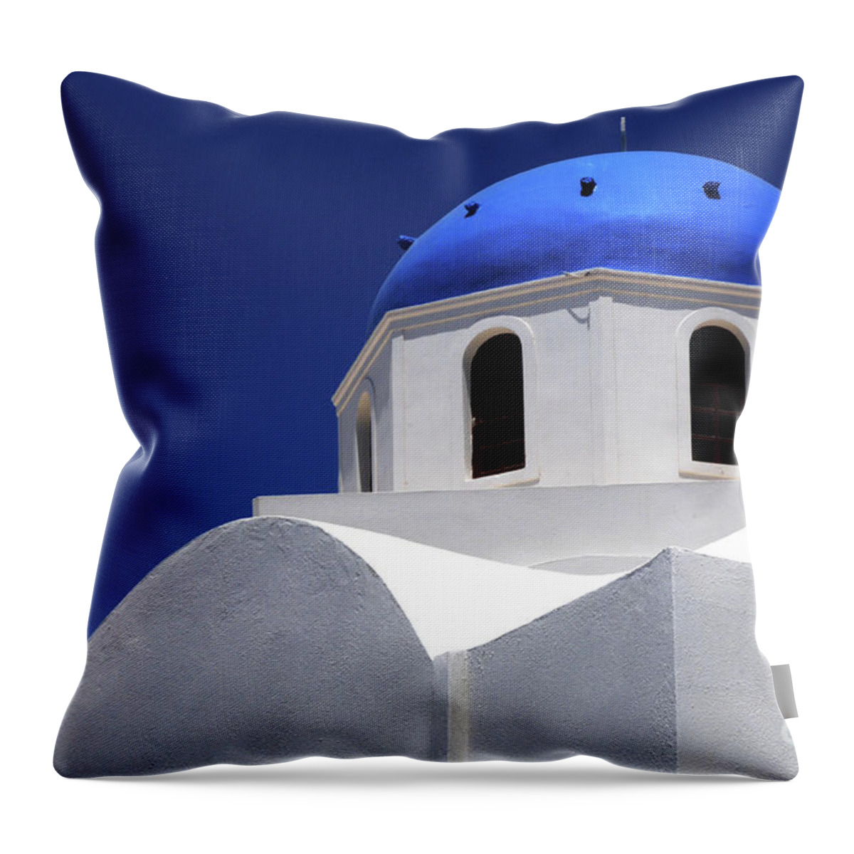 Greece Throw Pillow featuring the photograph Santorini Greece Architectual Line 2 by Bob Christopher