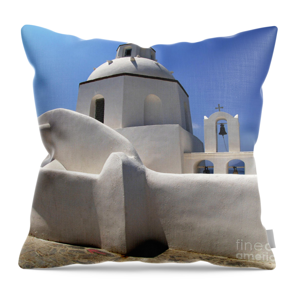 Greece Throw Pillow featuring the photograph Santorini Greece Architectual Line 4 by Bob Christopher