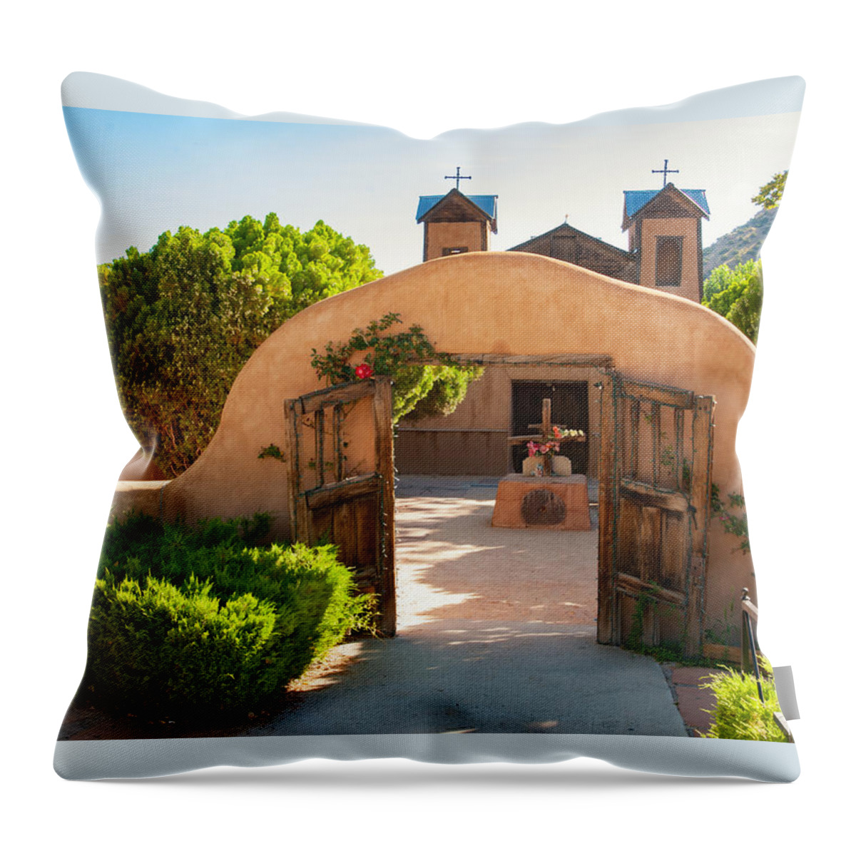 Church Throw Pillow featuring the photograph Santuario de Chimayo by Carolyn D'Alessandro