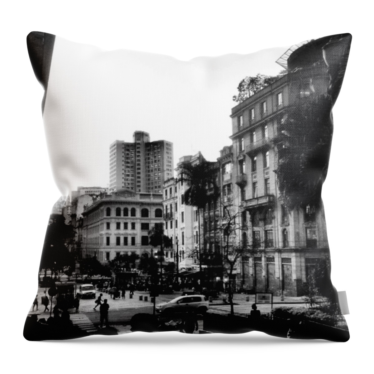 Anhangabau Throw Pillow featuring the photograph Sao Paulo Downtown #pracaantonioprado by Carlos Alkmin