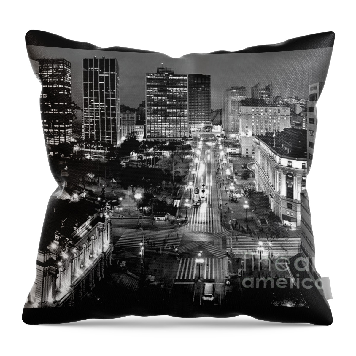 Sao Paulo Throw Pillow featuring the photograph Sao Paulo Downtown - Viaduto do Cha and around by Carlos Alkmin